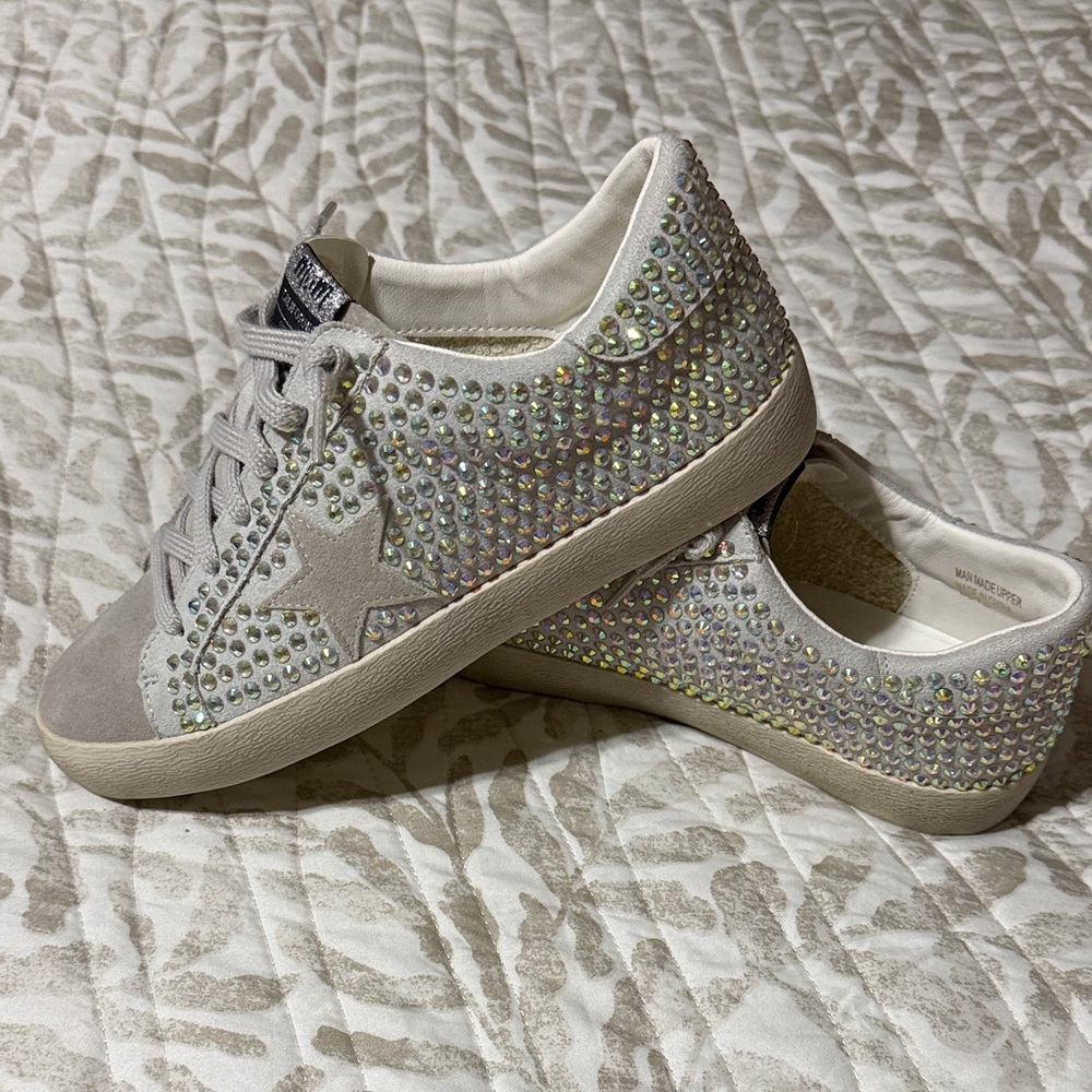 Iridescent Crystal Embellished Low-Top Sneakers